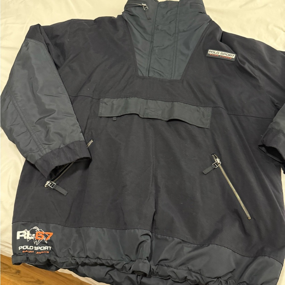 OG Vintage 1990s Ralph Lauren RL-67 Black Jacket with Orange Accents